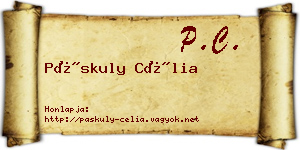 Páskuly Célia névjegykártya